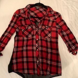 Sheer back flannel shirt